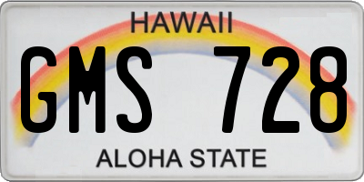 HI license plate GMS728