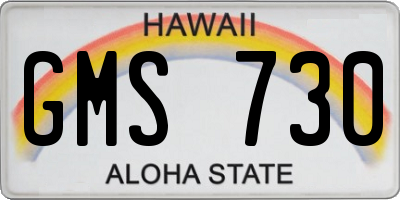 HI license plate GMS730