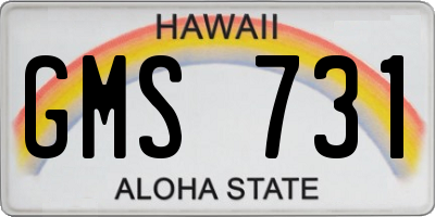 HI license plate GMS731