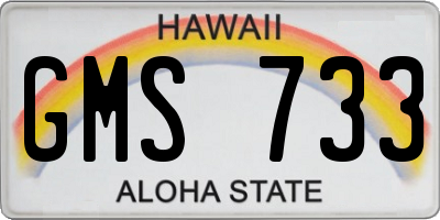 HI license plate GMS733