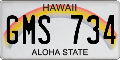 HI license plate GMS734