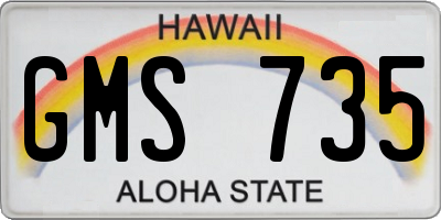 HI license plate GMS735