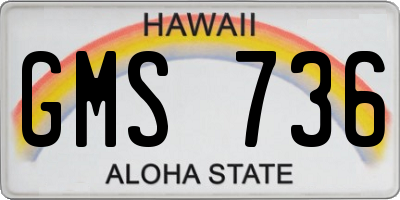 HI license plate GMS736