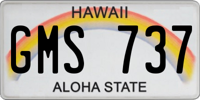 HI license plate GMS737