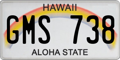 HI license plate GMS738