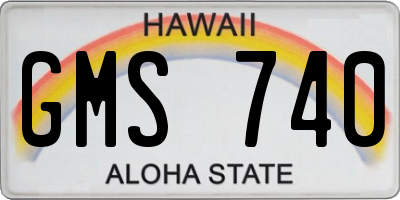 HI license plate GMS740