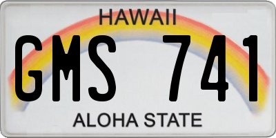 HI license plate GMS741