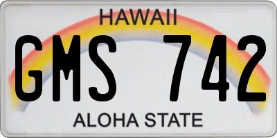 HI license plate GMS742