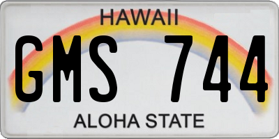 HI license plate GMS744