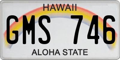 HI license plate GMS746