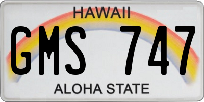 HI license plate GMS747
