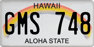HI license plate GMS748