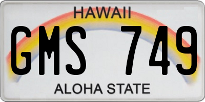 HI license plate GMS749