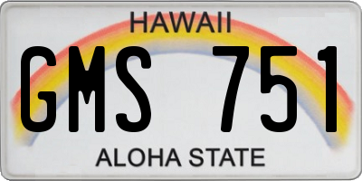 HI license plate GMS751