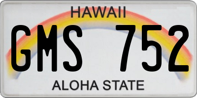 HI license plate GMS752
