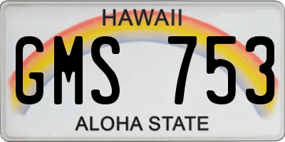 HI license plate GMS753