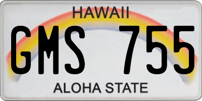 HI license plate GMS755