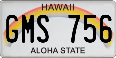 HI license plate GMS756