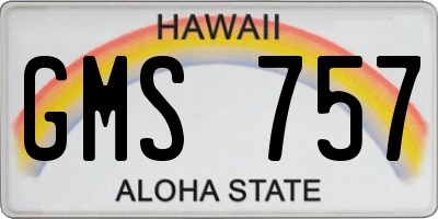 HI license plate GMS757