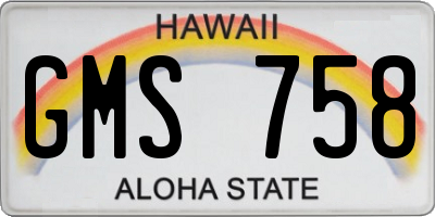 HI license plate GMS758