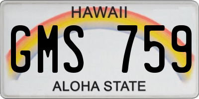 HI license plate GMS759