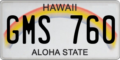 HI license plate GMS760