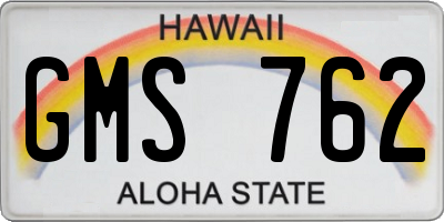 HI license plate GMS762