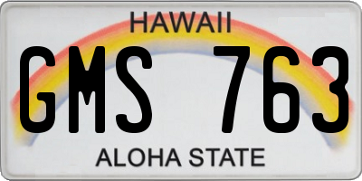 HI license plate GMS763
