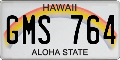 HI license plate GMS764