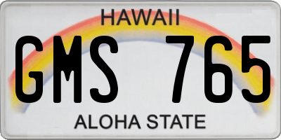 HI license plate GMS765