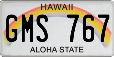 HI license plate GMS767
