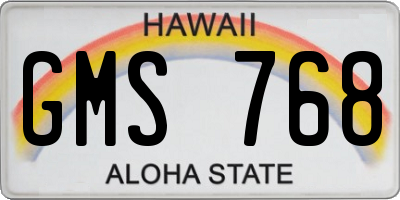 HI license plate GMS768