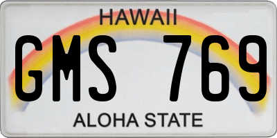 HI license plate GMS769