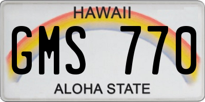 HI license plate GMS770