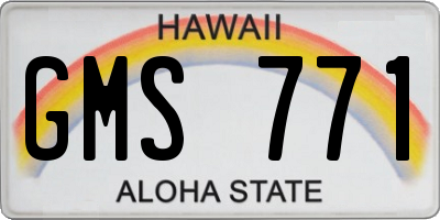 HI license plate GMS771