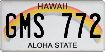 HI license plate GMS772
