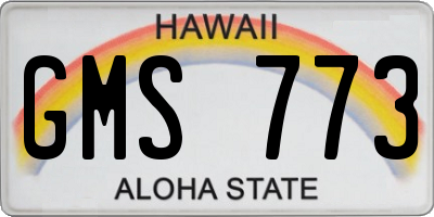 HI license plate GMS773