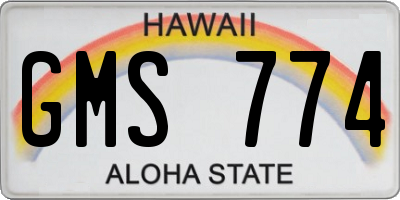 HI license plate GMS774