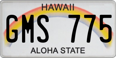 HI license plate GMS775