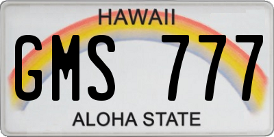 HI license plate GMS777