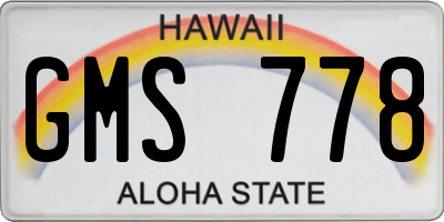 HI license plate GMS778