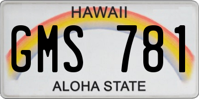 HI license plate GMS781