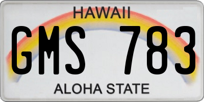 HI license plate GMS783