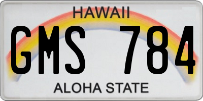 HI license plate GMS784