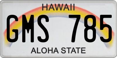 HI license plate GMS785