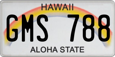 HI license plate GMS788