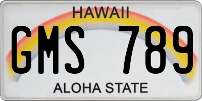 HI license plate GMS789