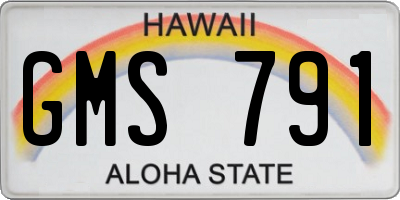 HI license plate GMS791