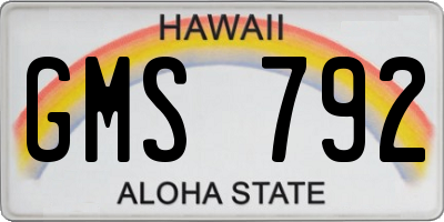 HI license plate GMS792