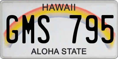 HI license plate GMS795